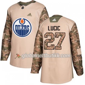Edmonton Oilers Hockeydrakt Milan Lucic 27 2017-2018 Camo Veterans Day Practice Adidas Authentic - Herre